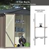 Patio 8ft x6ft Bike Shed Garden Shed, Metal Storage Shed with Adjustable Shelf and Lockable Doors, Tool Cabinet with Vents and Foundation Frame for Ba